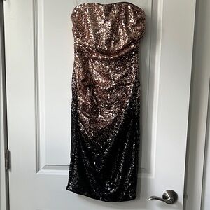 NWT Stunning Sequin Strapless Dress - Black and Copper